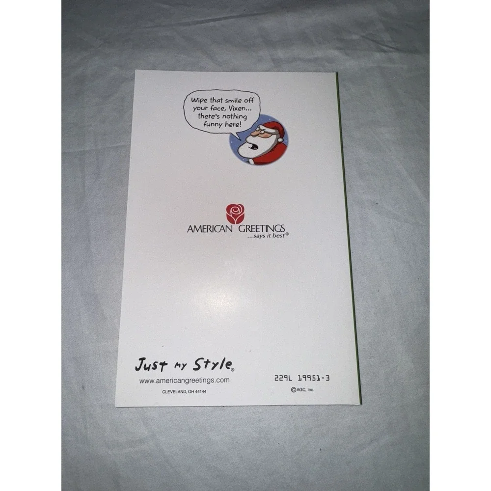American Greeting Christmas Card Funny Comic Poop Vtg Santa Reindeer Xmas